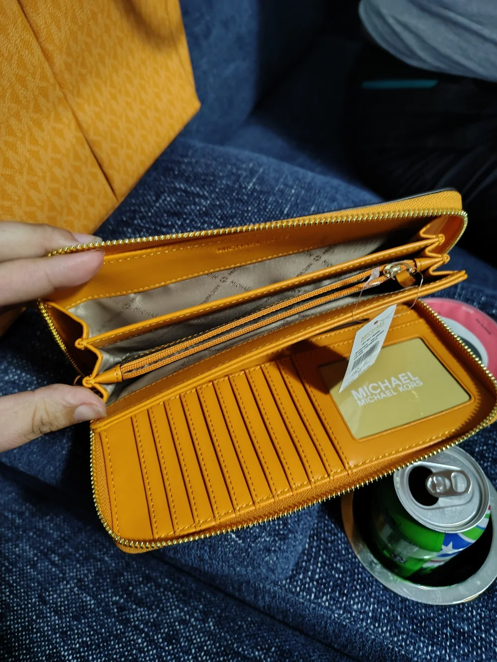 Michael Kors Orange Zip-Around Leather Wallet